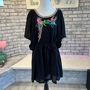 Matthew Williamson for H&M Vintage chiffon black dress with tropical colors.